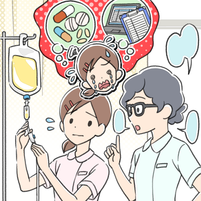次から次に指示を受けてパンクしてしまう新人看護師のイメージ画像