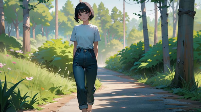 前向きに歩みを進める女性のイメージ画像（AI生成）