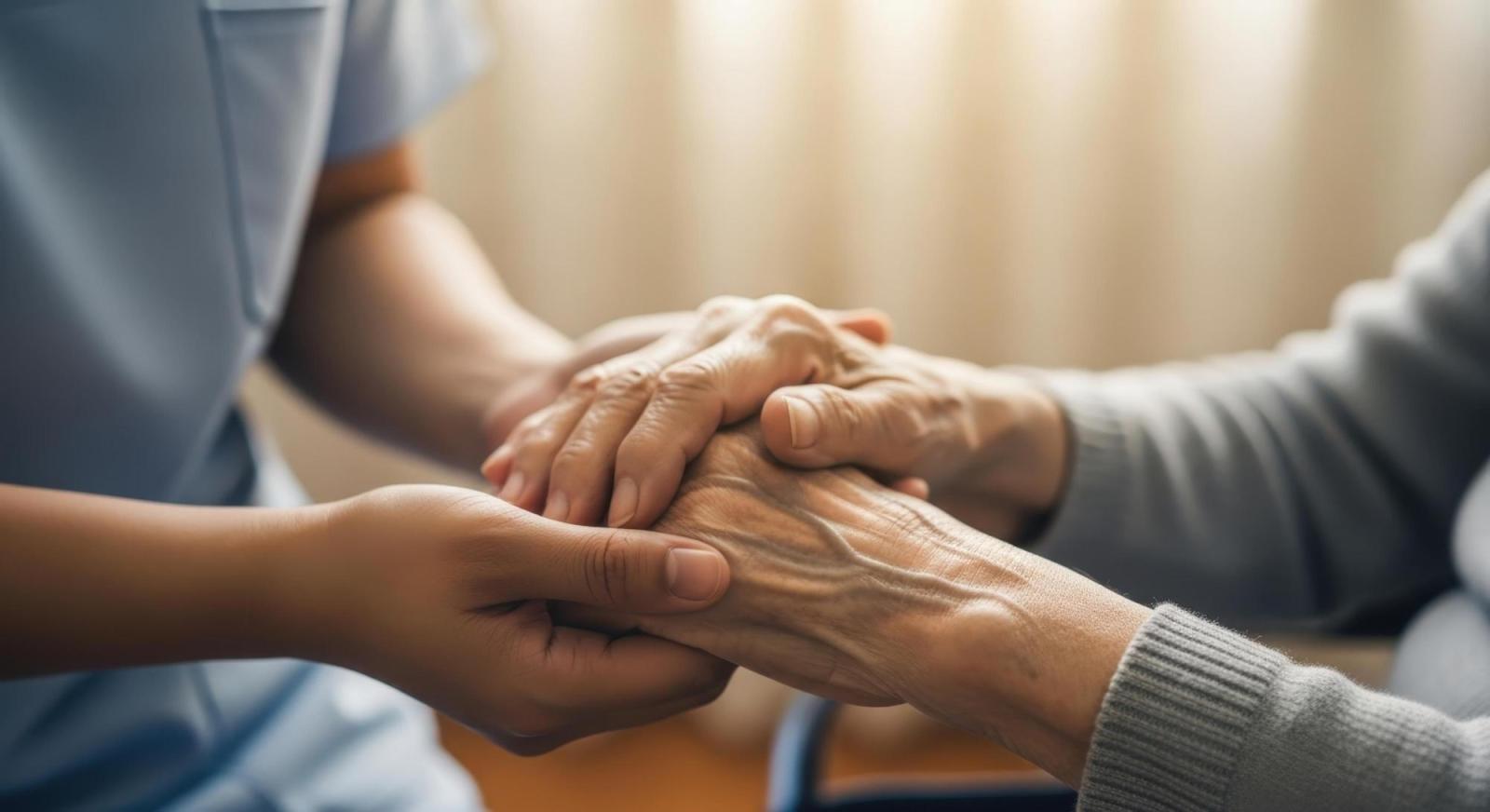 患者さんに寄り添う看護師のイメージ(AI生成)