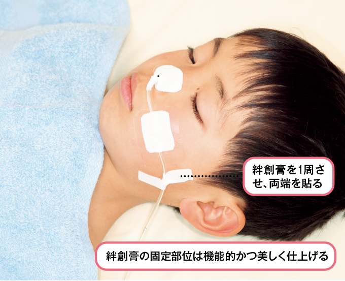 耳の手前でさらにもう1箇所固定