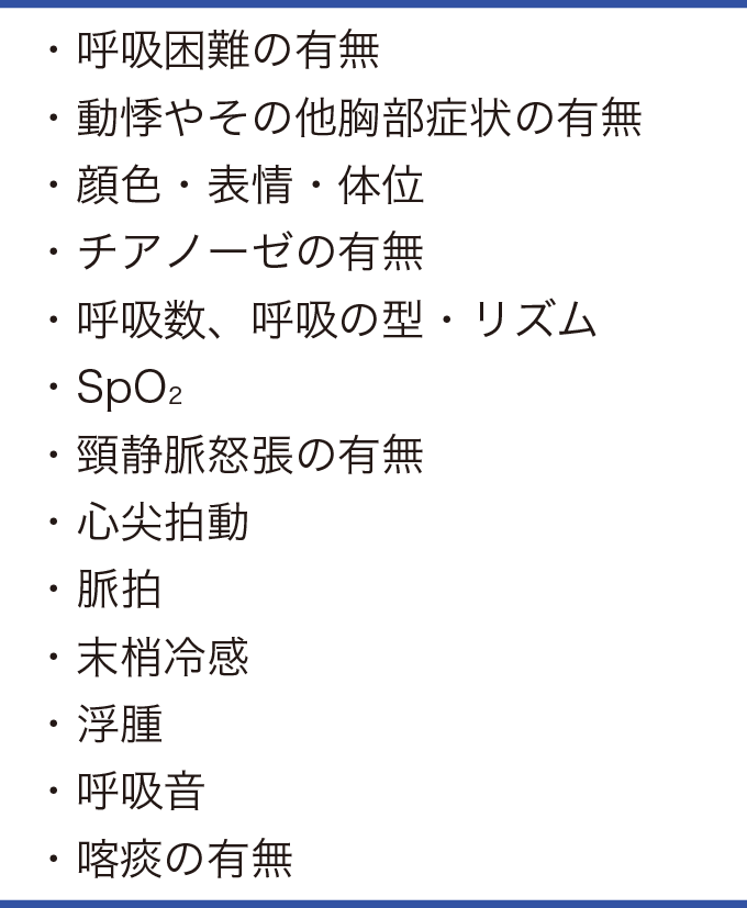 観察項目を表した表