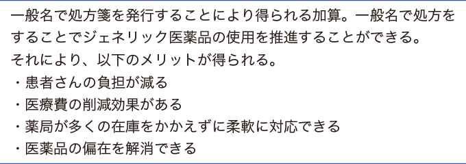 一般名処方加算を表した表