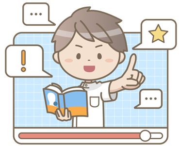 参考書を開いて指差しをするメンズナースのイラスト